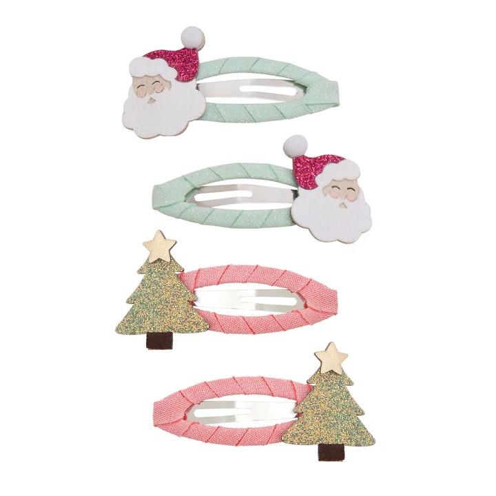 Horquillas para el pelo con motivos de Papá Noel y árboles de Navidad
