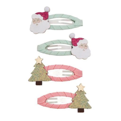 Horquillas para el pelo con motivos de Papá Noel y árboles de Navidad