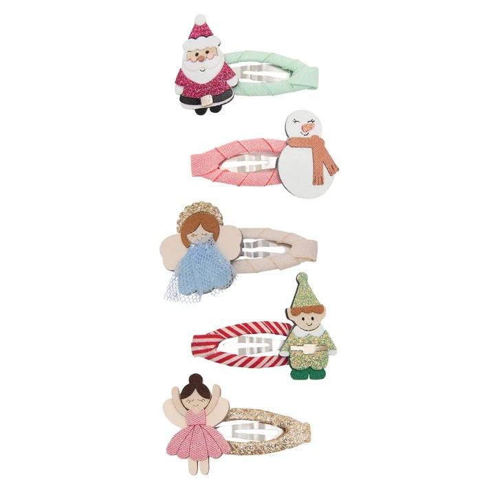 Horquillas para el pelo con adorables personajes navideños