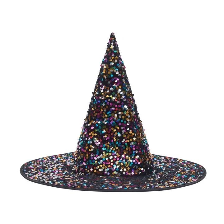 Sombrero de bruja con lentejuelas deslumbrantes