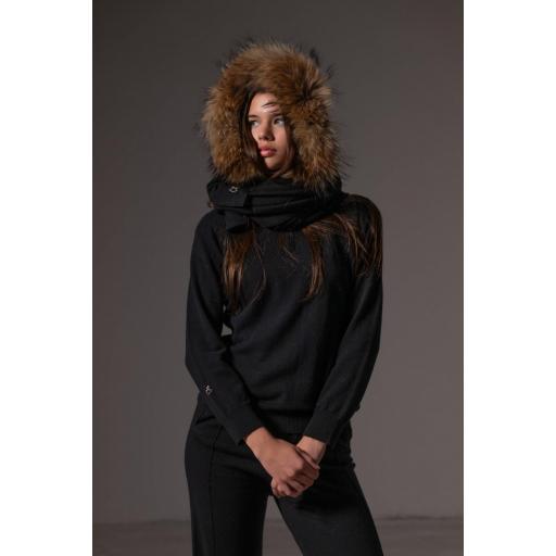 Pashmina capucha cashmere ébano [1]