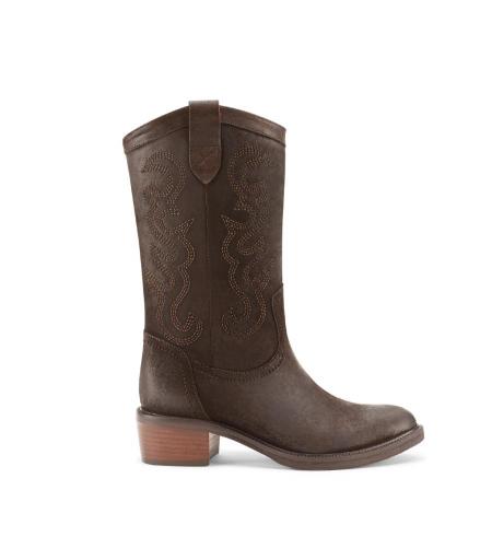 Bota  Julie campera de ante engrasado, con detalles bordados marrón [1]