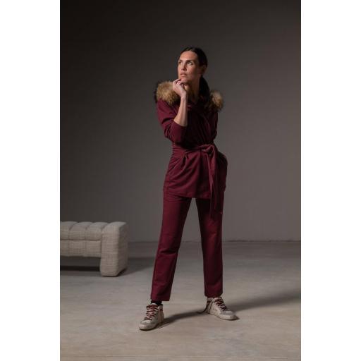 Cardigan cotton belt burgundy