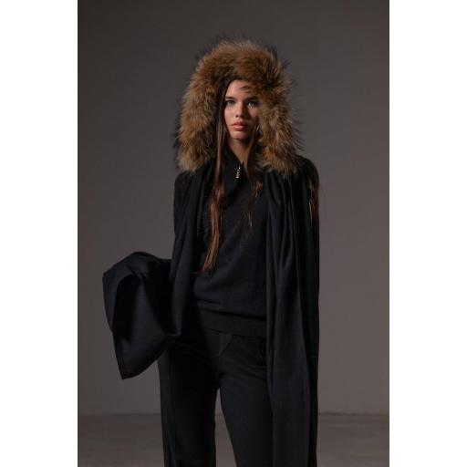 Pashmina capucha cashmere ébano [0]