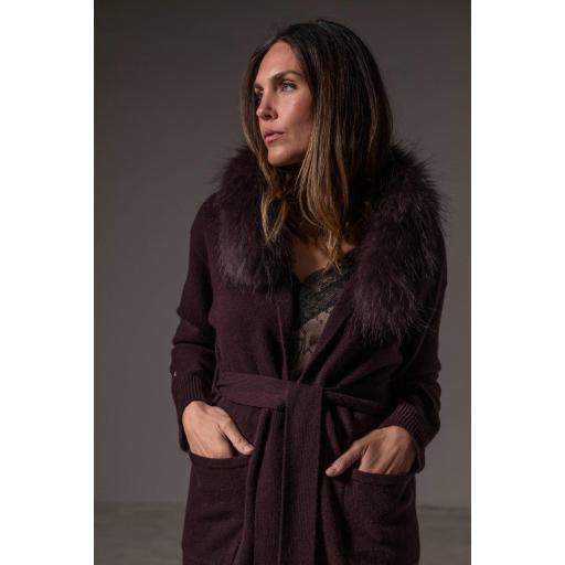 Midi cardigan cashmere grape