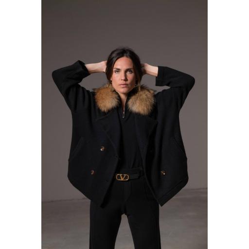 Abrigo cropped cashmere ébano [1]