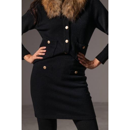 Cardigan botones cashmere ébano [0]