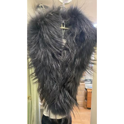 Maxi cuello piel natural navy