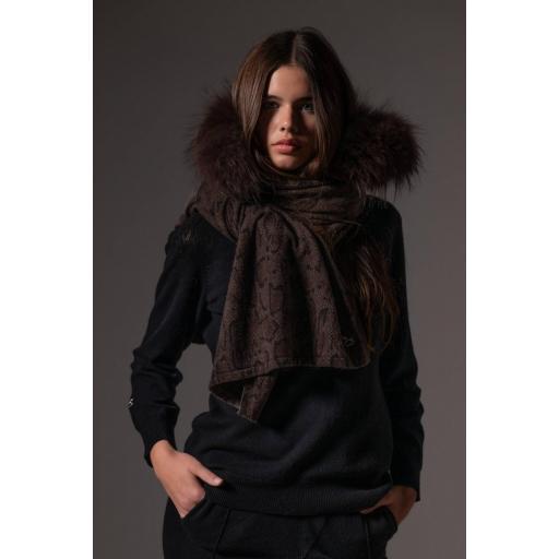 Pashmina capucha cashmere mocca snake [0]