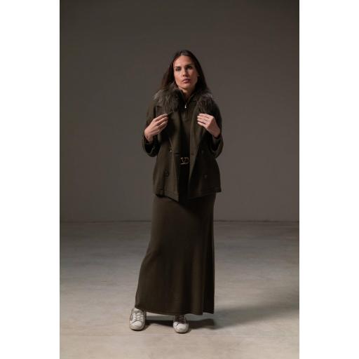Falda larga jogger cashmere army [0]