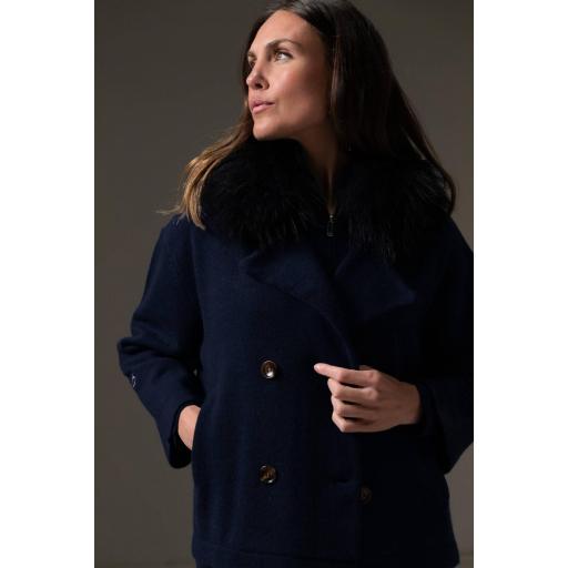 Abrigo cropped cashmere navy