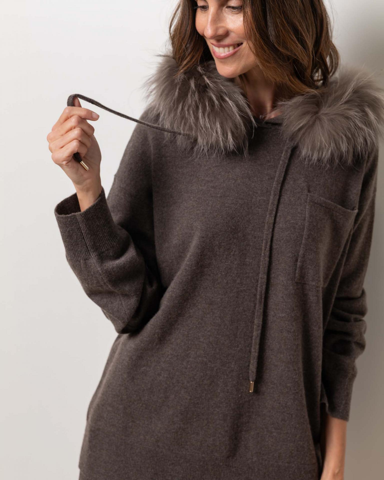Jersey over bolsillo cashmere Dark Mink
