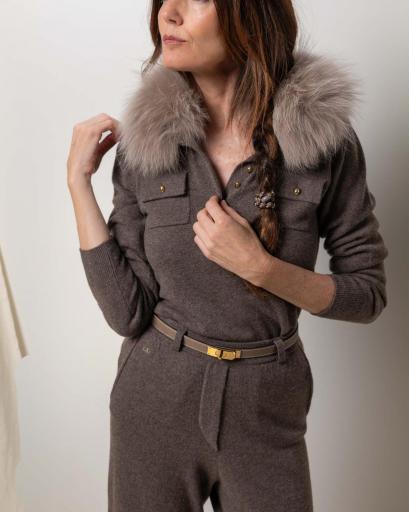 Polo jersey cashmere Dark Mink [0]