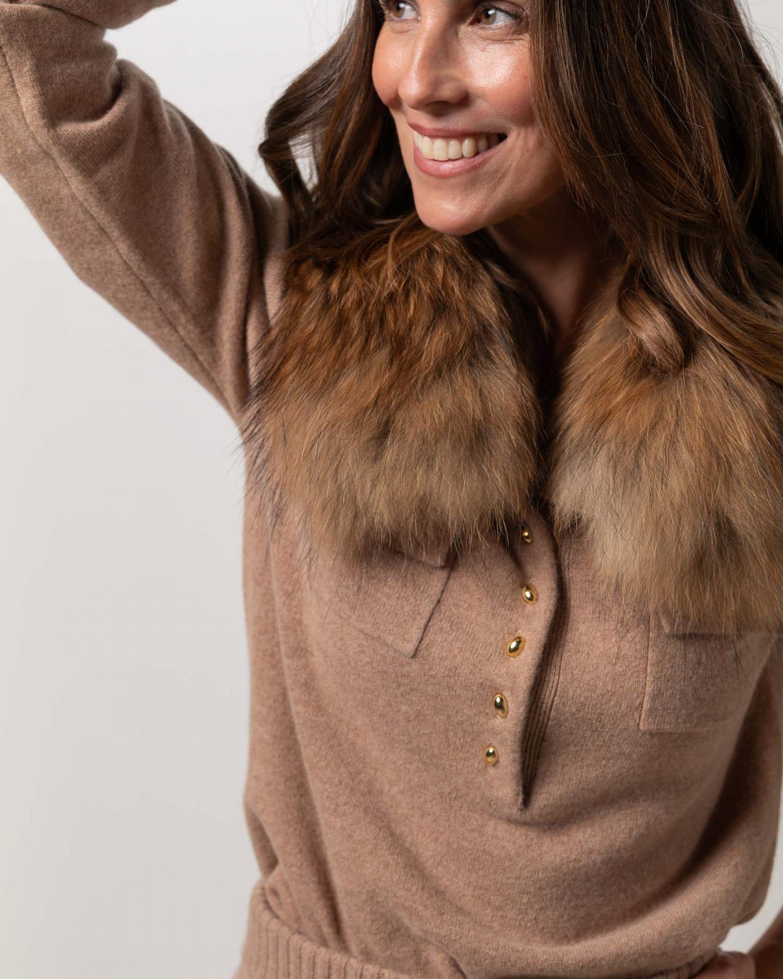 Polo jersey cashmere rock camel
