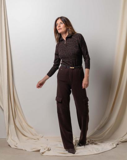 Pantalones cargo chocolate brown SIN BOLSILLOS [2]