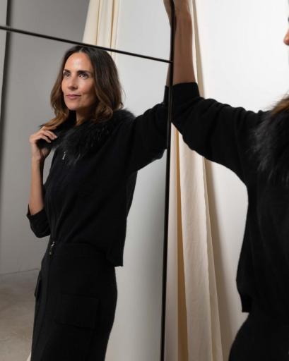 Cárdigan zipper cashmere negro [1]