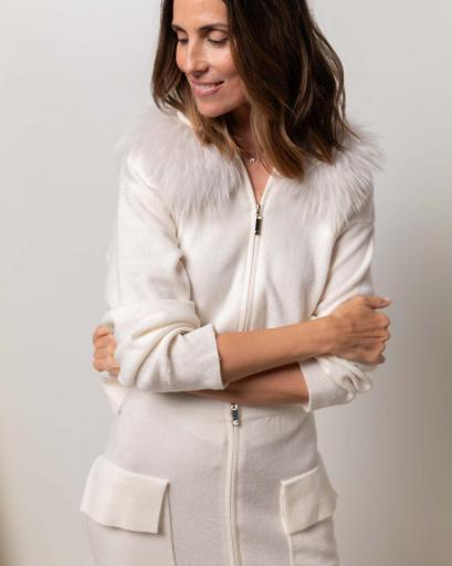 Cárdigan zipper cashmere beig