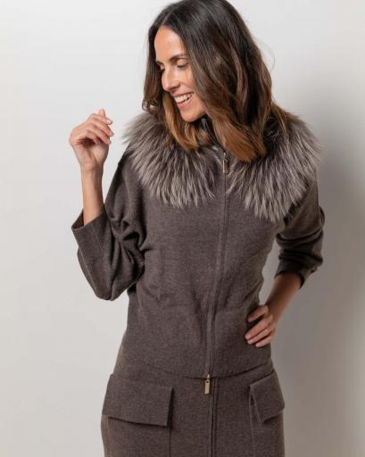 Cárdigan zipper cashmere dark mink [1]