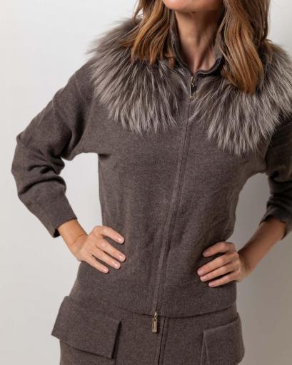 Cárdigan zipper cashmere dark mink [2]