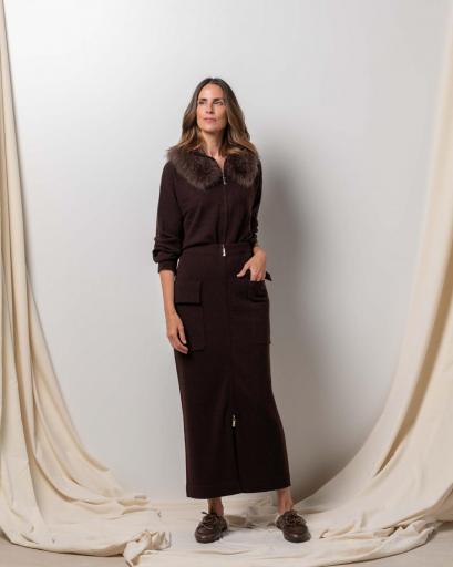 Cárdigan zipper cashmere chocolate brown [1]