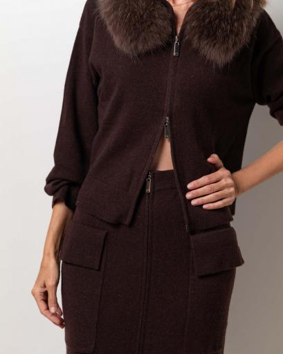 Cárdigan zipper cashmere chocolate brown [2]