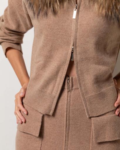 Cárdigan zipper cashmere rock camel [1]