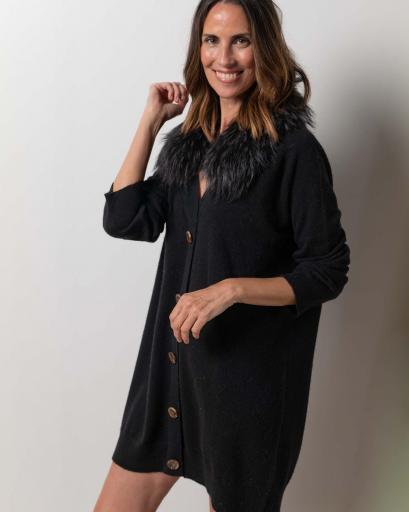 Vestido cardigan mini cashmere print negro [1]