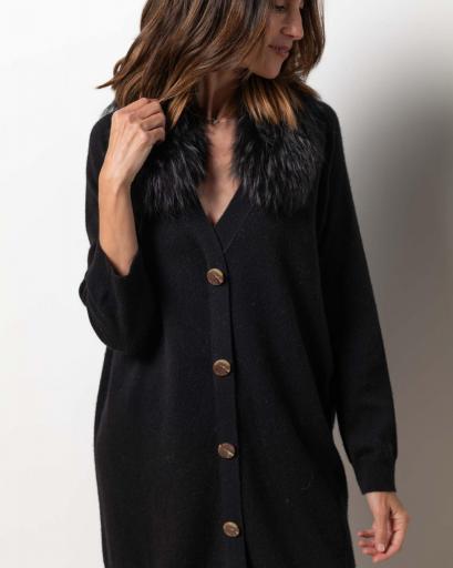 Vestido cardigan mini cashmere print negro [2]