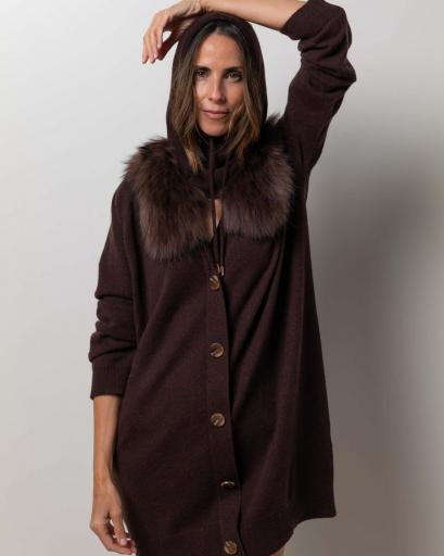 Vestido cardigan mini cashmere print chocolate brown [0]