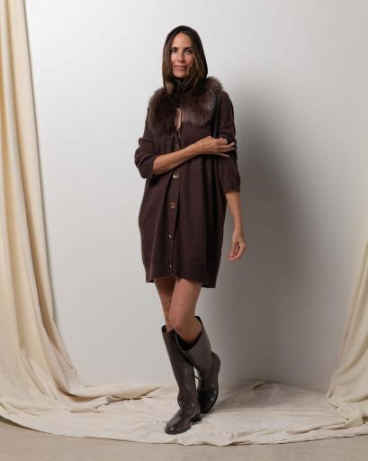 Vestido cardigan mini cashmere print chocolate brown [1]