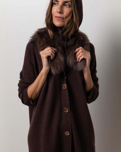 Vestido cardigan mini cashmere print chocolate brown [2]