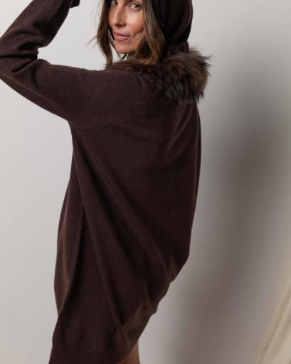 Vestido cardigan mini cashmere print chocolate brown [3]