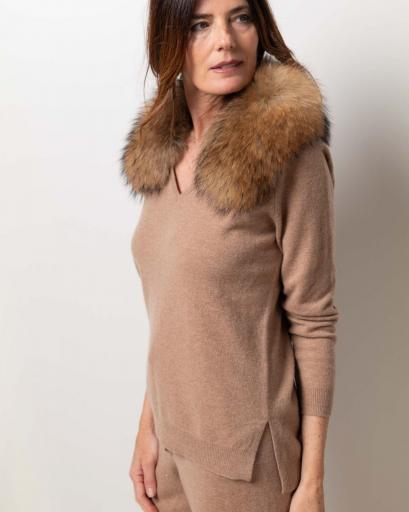 Jersey pico cashmere Rock Camel