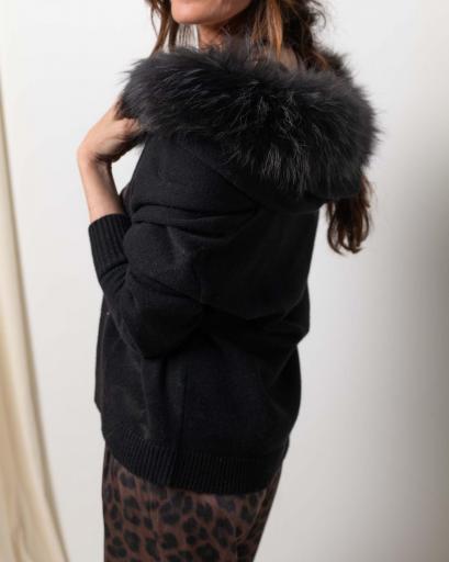 Bolero capucha cashmere negro [1]