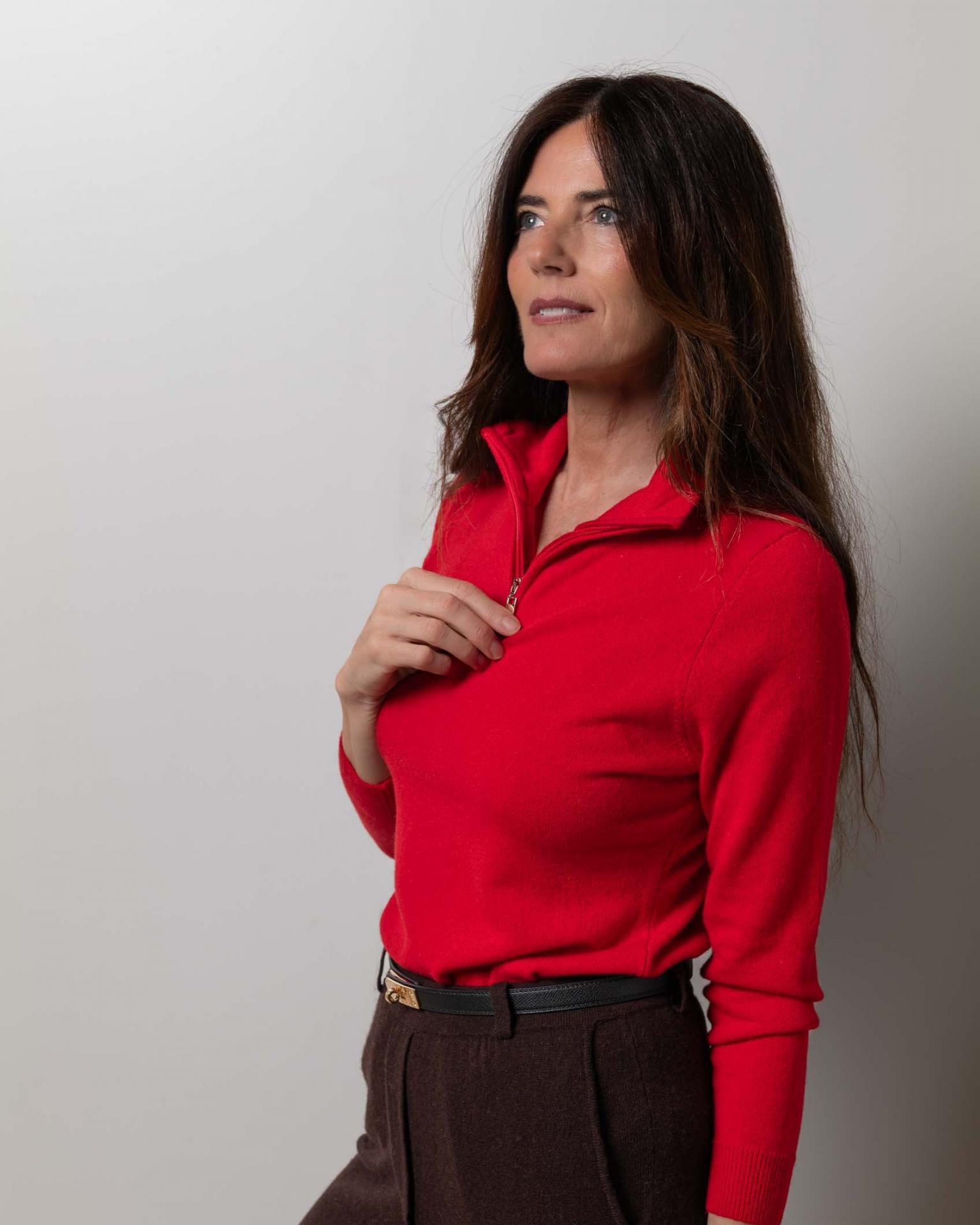 Jersey cremallera cashmere rojo