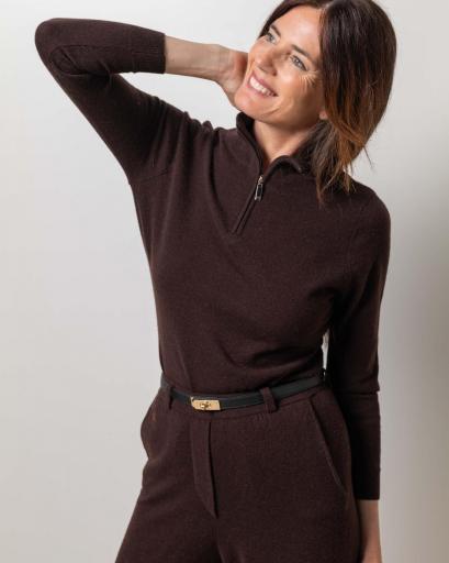 Jersey cremallera cashmere chocolate brown [0]