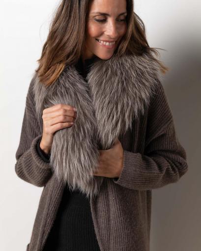 Maxi cuello piel natural dark mink