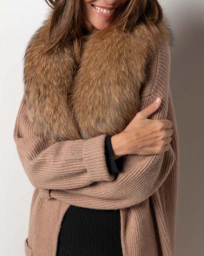 Maxi cuello piel natural