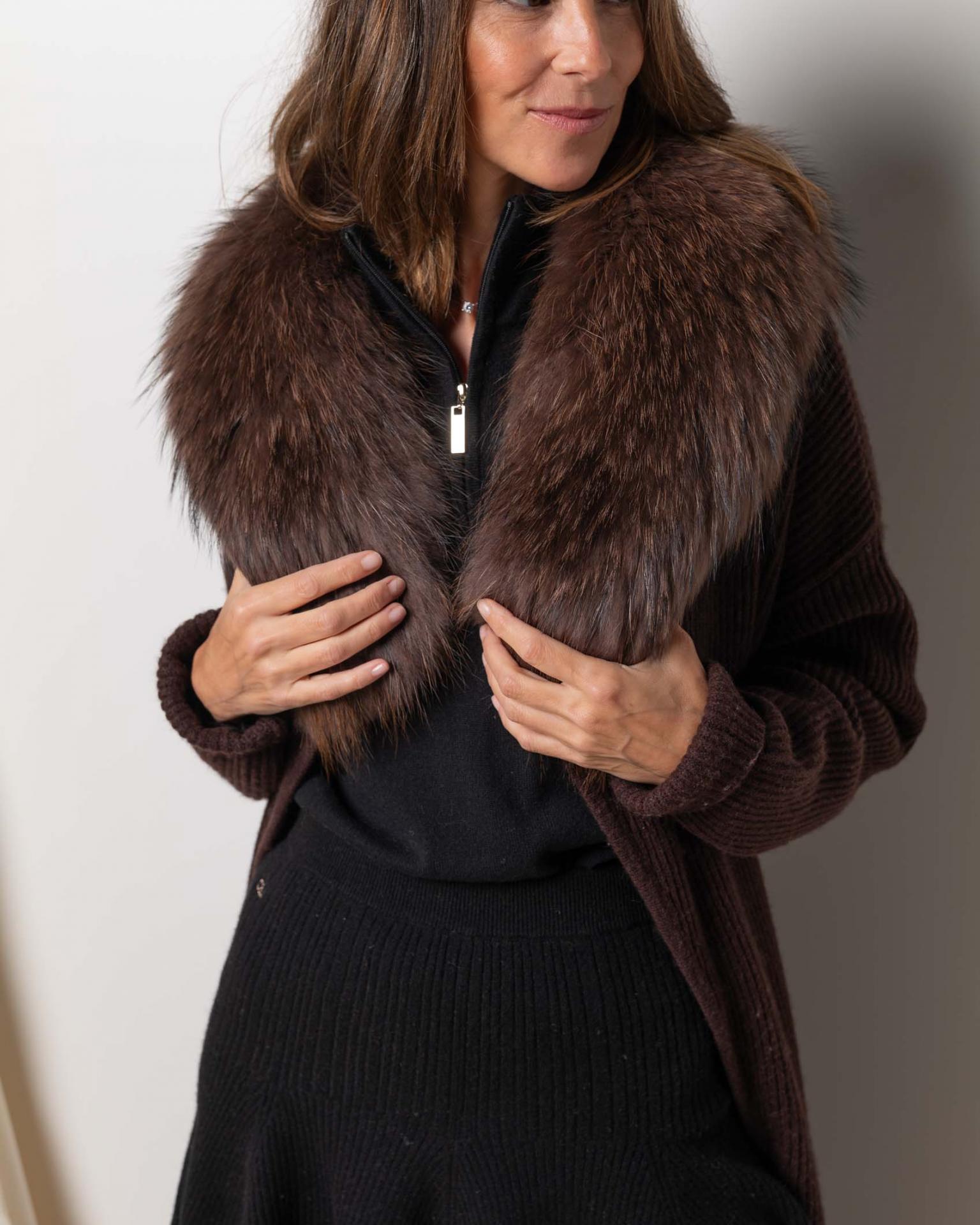 Maxi cuello piel natural New Mocca