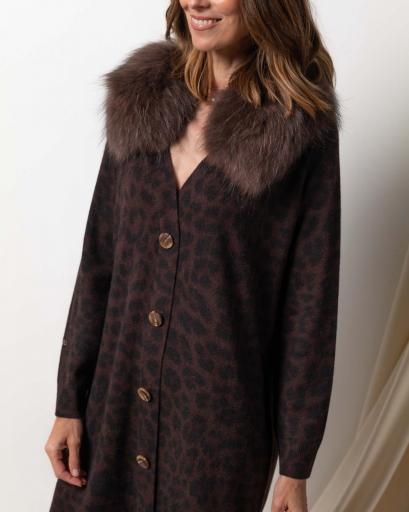 Vestido cardigan mini cashmere print navy mocca [1]