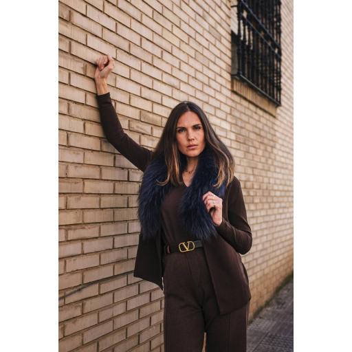 Maxi cuello piel natural navy [1]