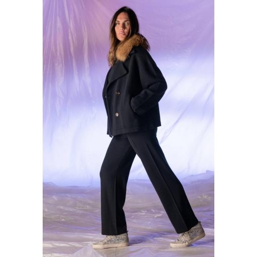 Abrigo cropped cashmere ébano