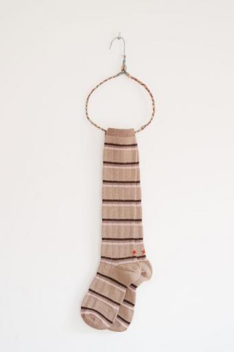 Calcetines rayas largo beige