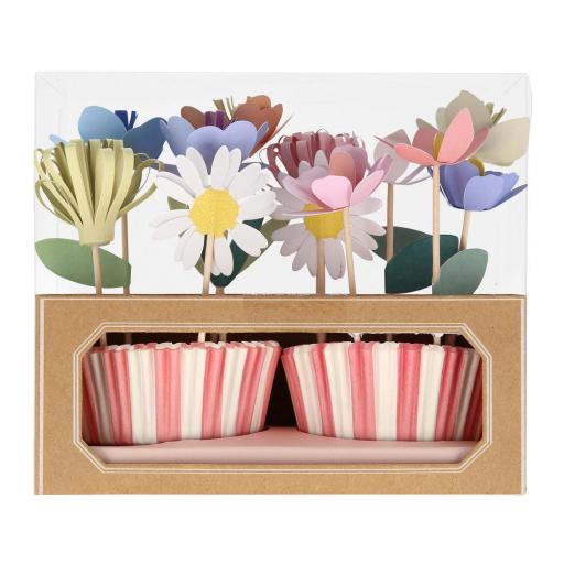 Kit de cupcakes de jardín de flores
