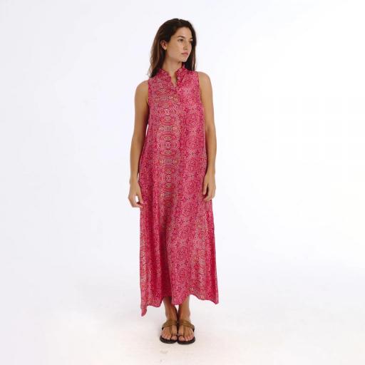 Vestido rosa seda Delora