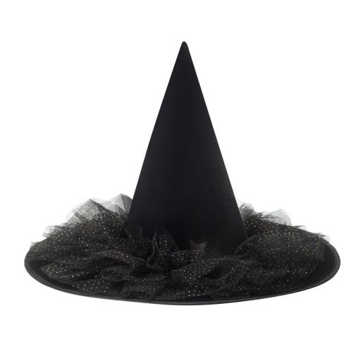 Sombrero negro con tul disfraz