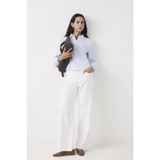 Camisa romántica algodón azul rayas Darcey [1]
