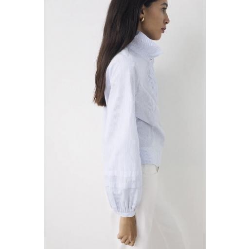 Camisa romántica algodón azul rayas Darcey [2]