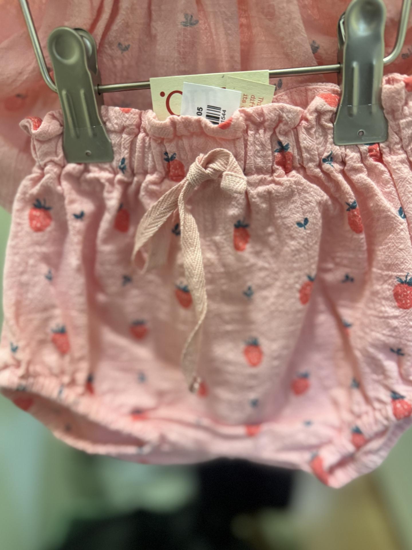 Culotte algodón orgánico estampado fresas color sugar pink