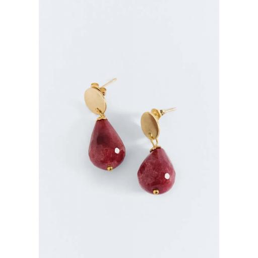 Pendientes piedra roja dorados Harper